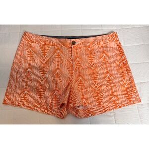 Banana Republic Hampton Fit Orange White Zigzag Tailored Shorts 12 UT Vols